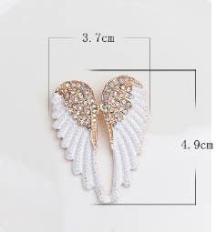 Rhinestone Angel Wing Brooch Pin, Multi Color Options