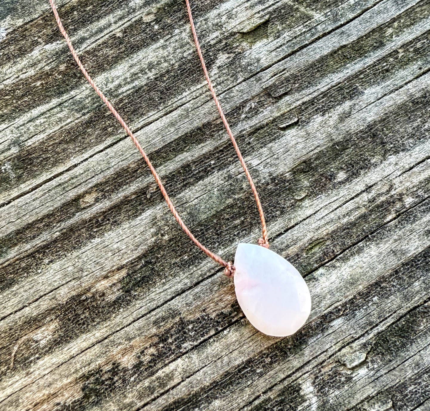 Pink Opal Faceted Teardrop Necklace