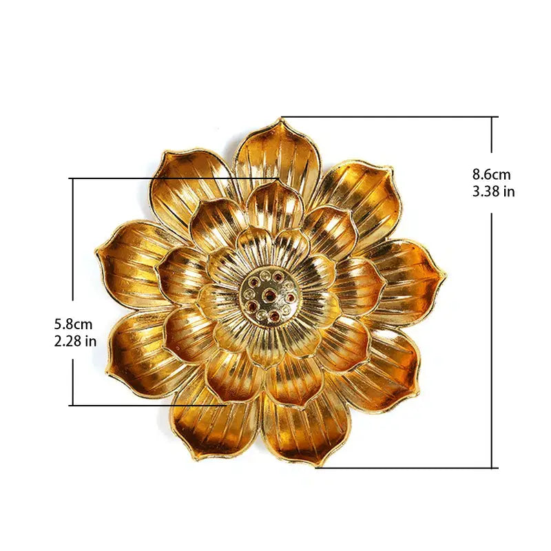 Lotus Shaped Golden Incense Burner Incense Holder Home Decor