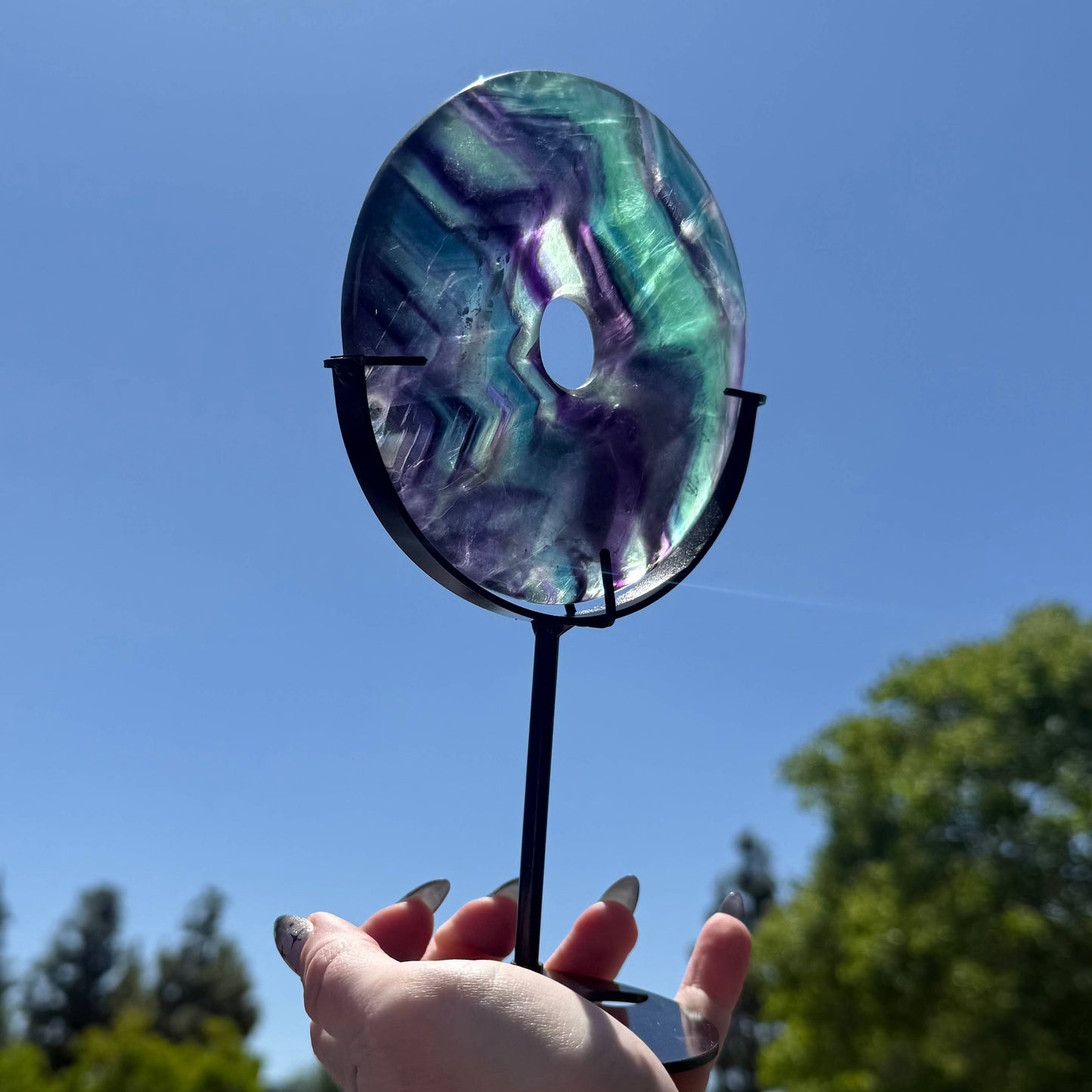 Large Rainbow Fluorite Donut