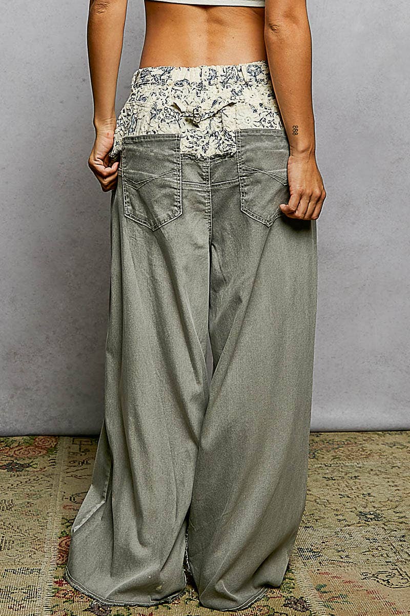 Low Rise Wide Double Waist Pants