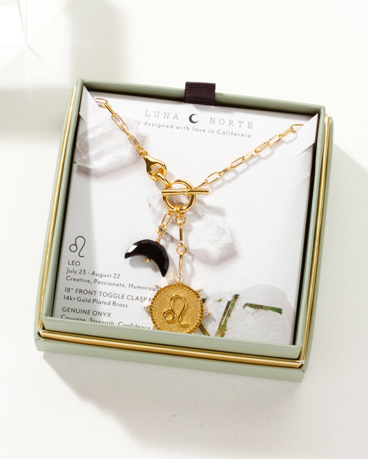 Leo Lunar Front Toggle Zodiac Necklace