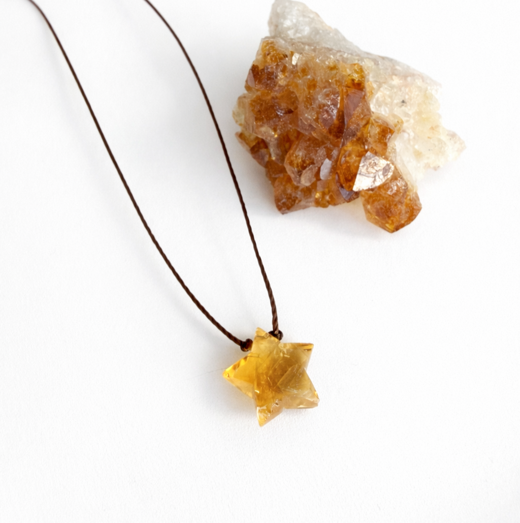 Citrine Faceted Star Cord Necklace