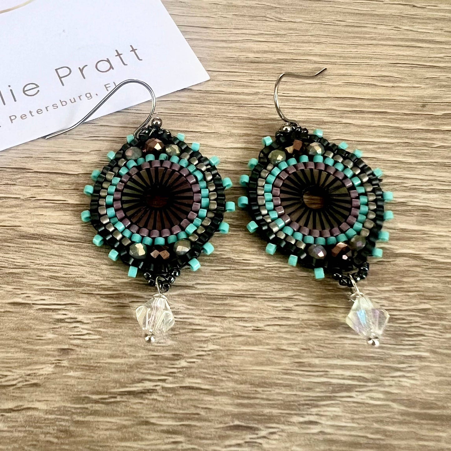 Mid Mod seed bead earrings 