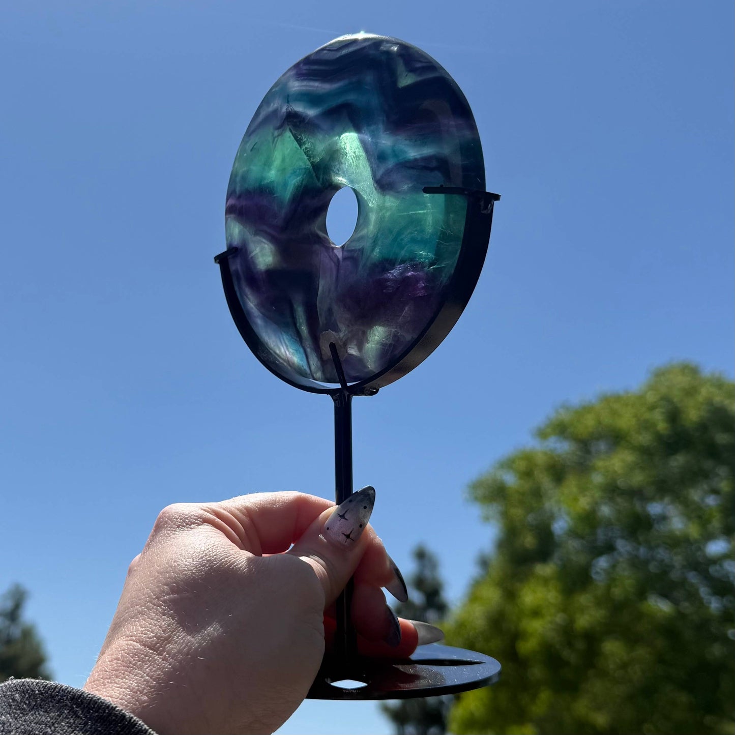 Large Rainbow Fluorite Donut