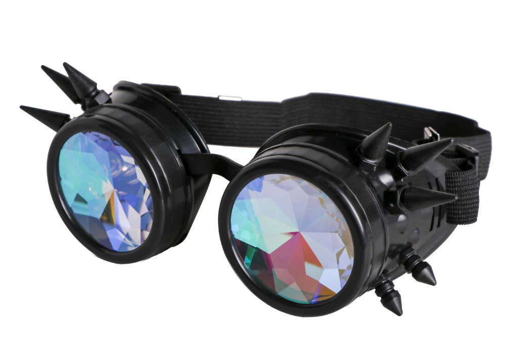 Steampunk Kaleidoscope Glasses - Psychedelic: Yellow-Turq or Rainbow
