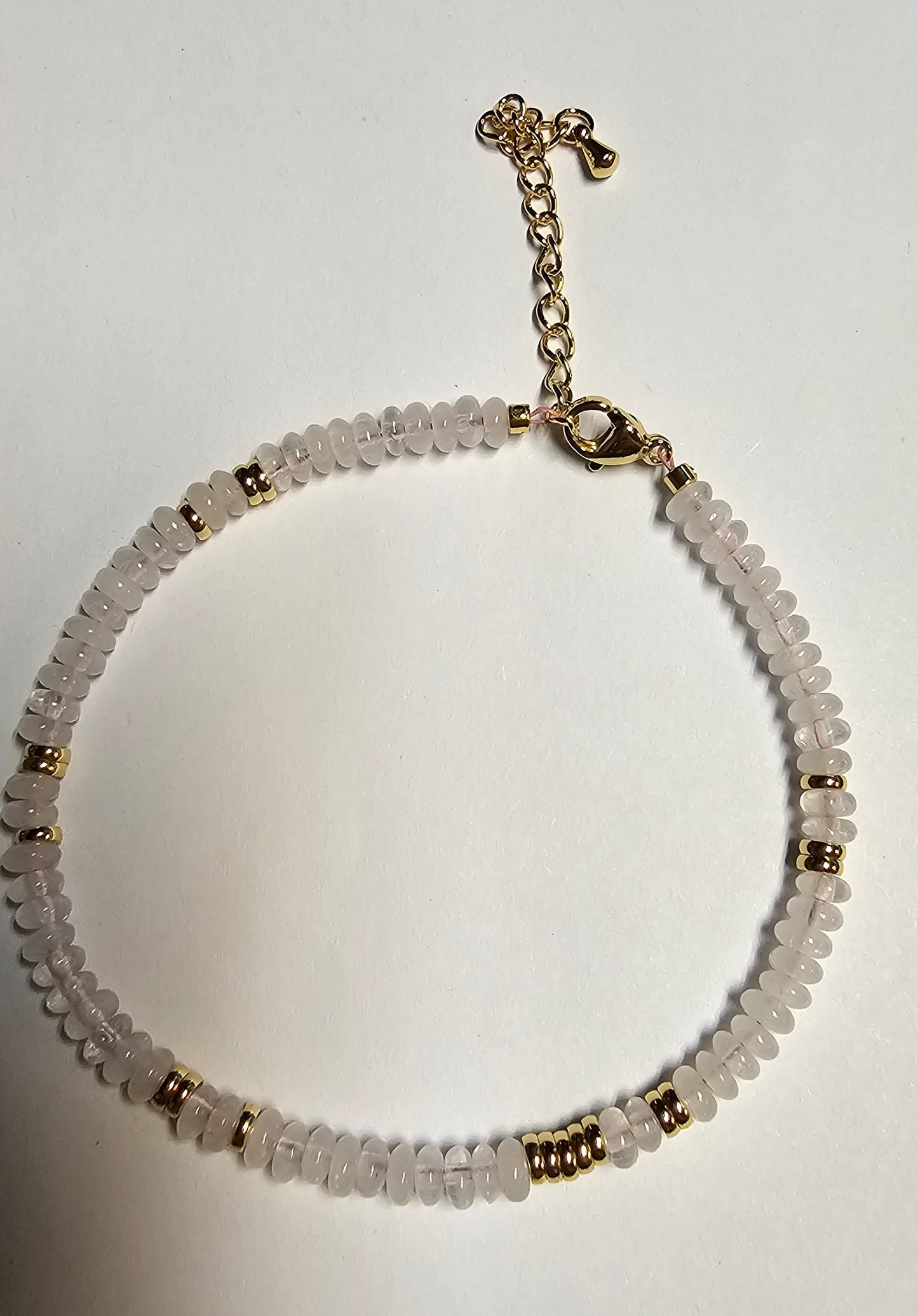 Anklet- Beaded Rose Quartz