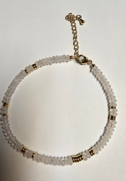 Anklet- Beaded Rose Quartz
