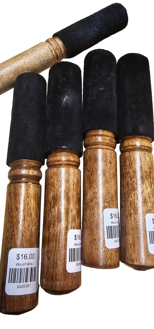 Wood Leather Velvet Rubbing Mallet Small