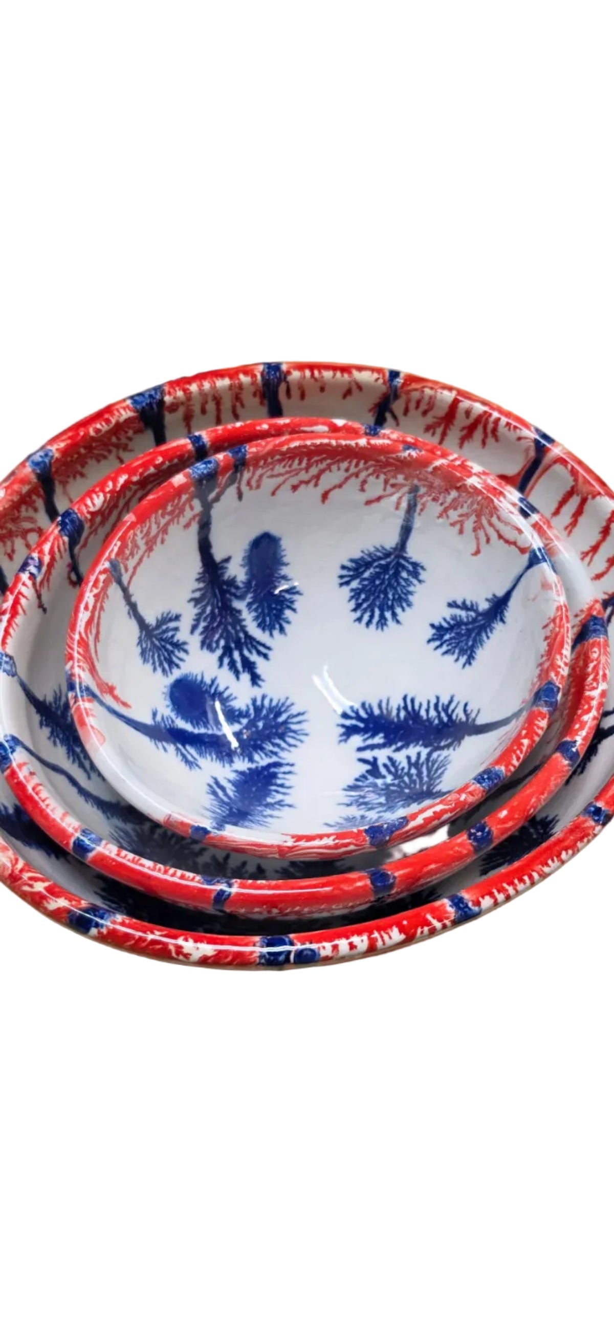 Set of 3 Pottery Bowls-artwork/designs vary