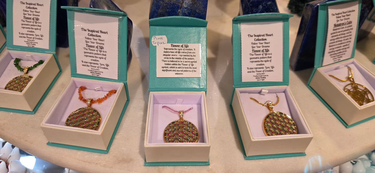 Flower of Life Pendant Precious Gemstone Chain-various options