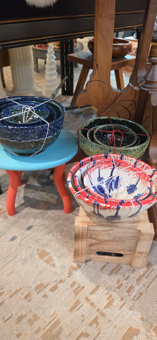 Set of 3 Pottery Bowls-artwork/designs vary