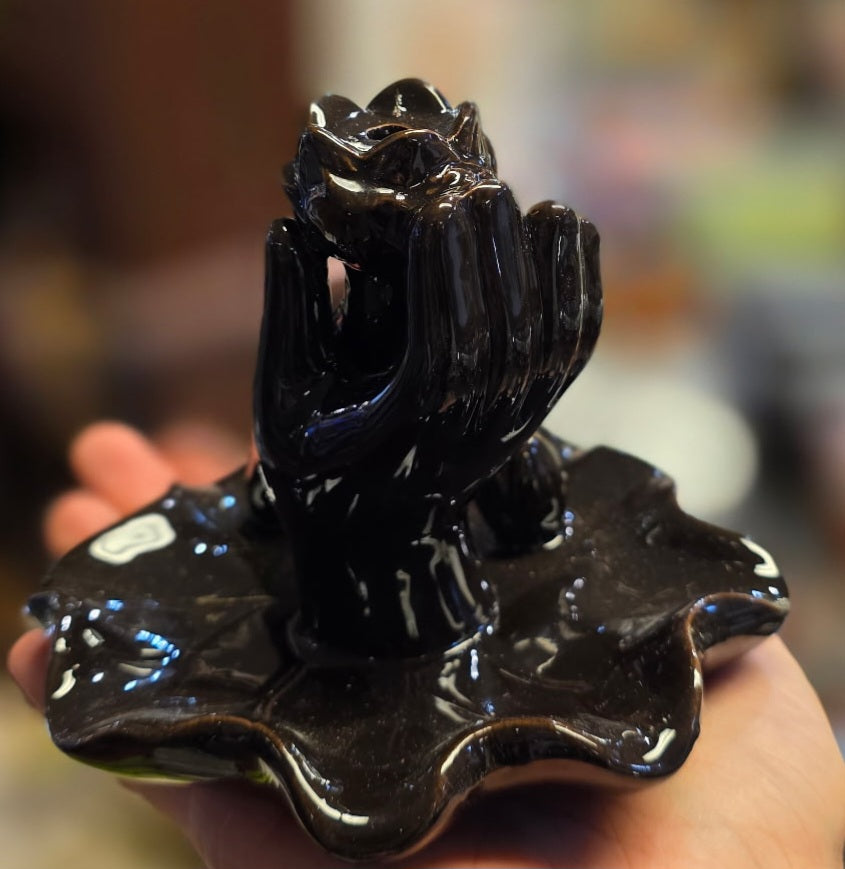 Backflow Burner- Black Lily Hand- made of glass