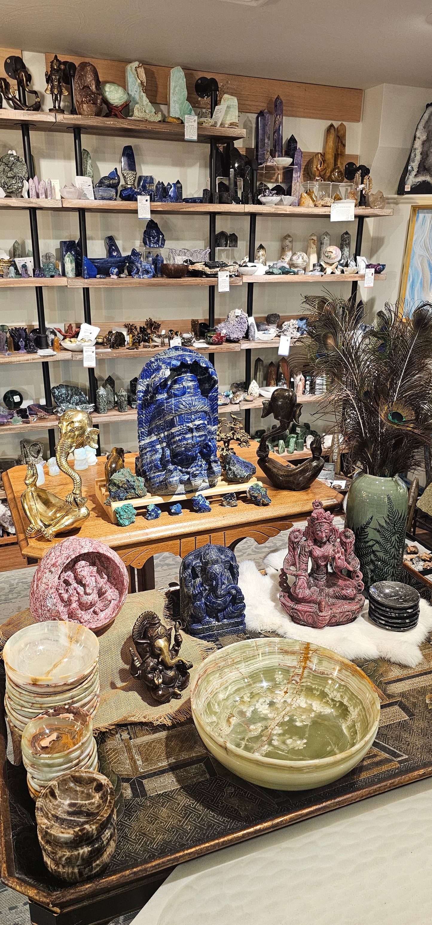 Medusa and Ganesha Lapis Lazuli Carved Stone Double Sided