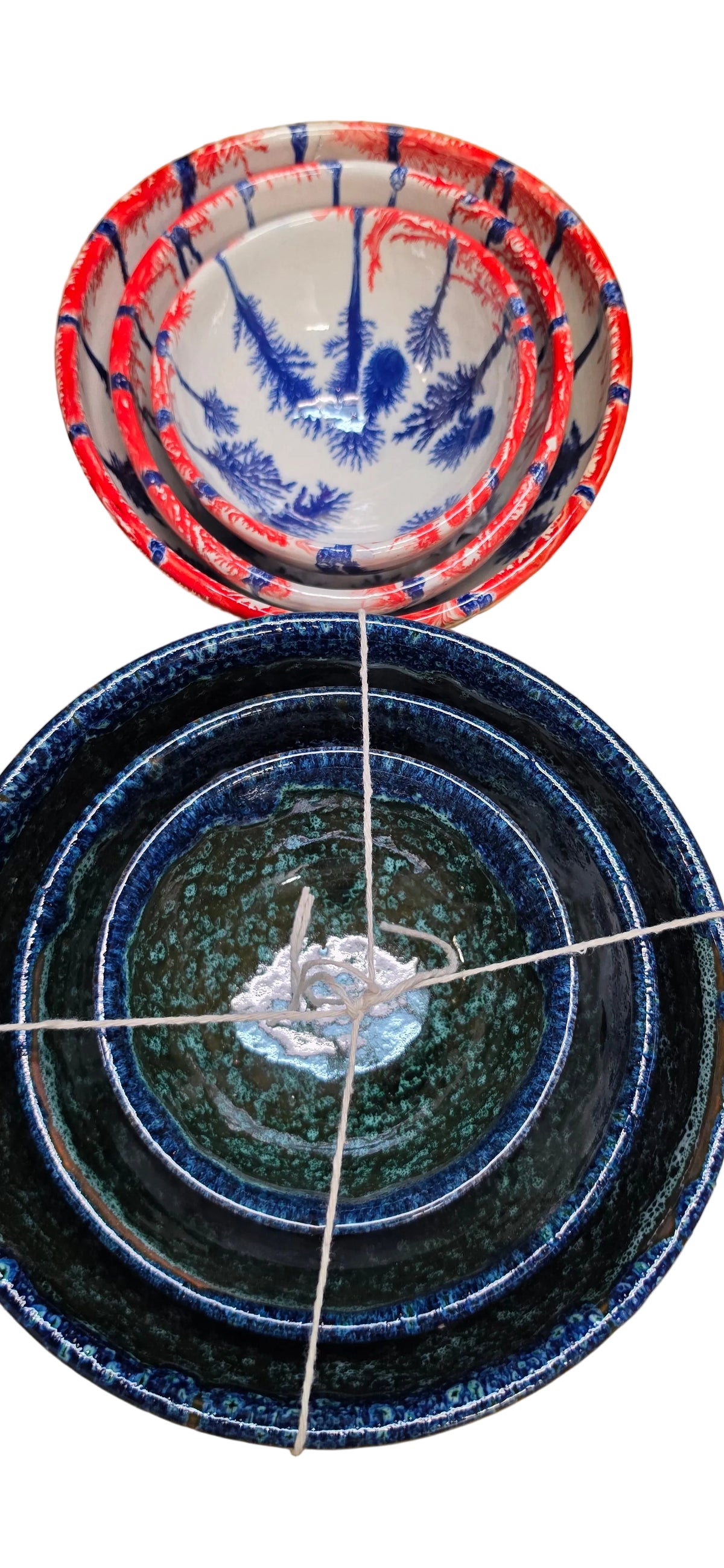 Set of 3 Pottery Bowls-artwork/designs vary