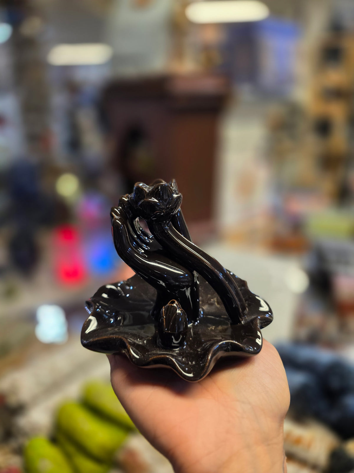 Backflow Burner- Black Lily Hand- made of glass