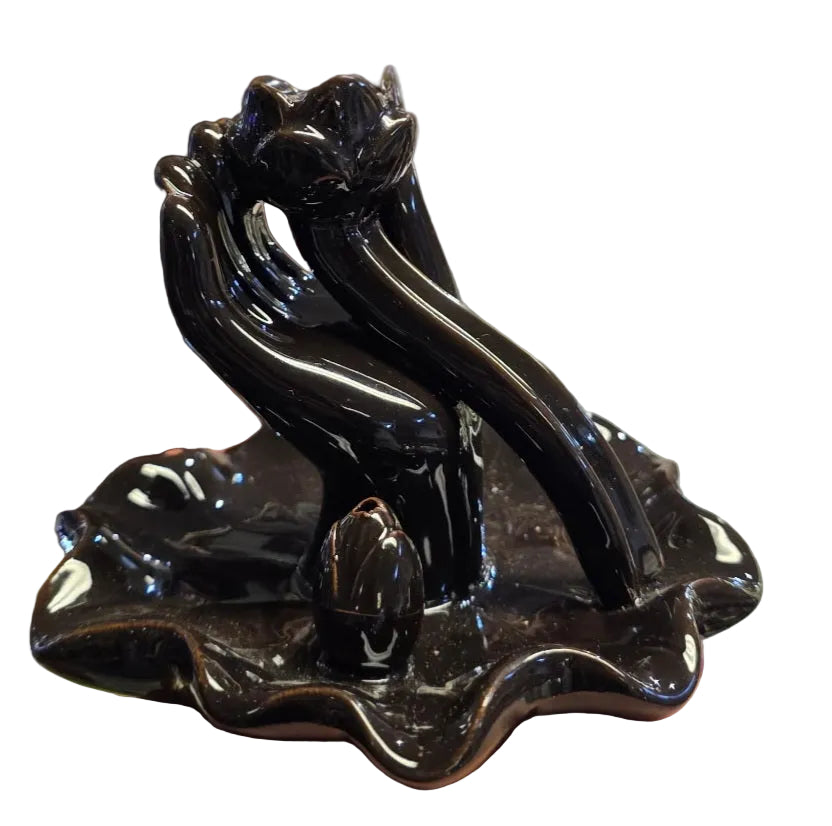 Backflow Burner- Black Lily Hand- made of glass