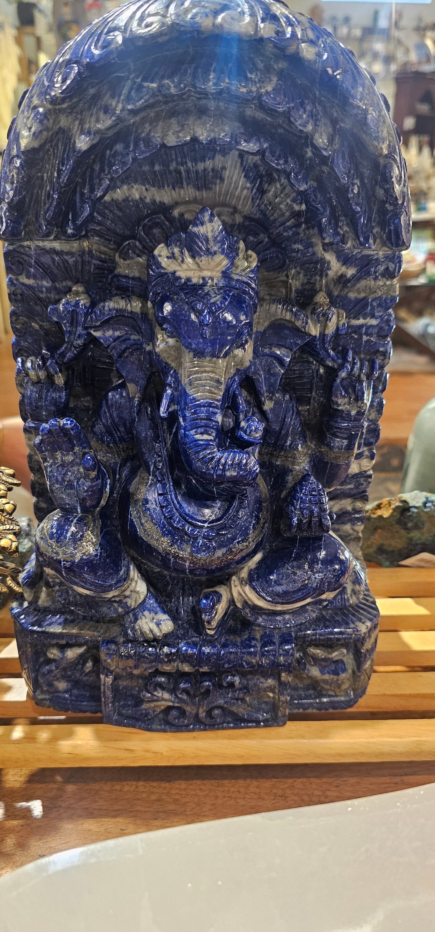 Medusa and Ganesha Lapis Lazuli Carved Stone Double Sided