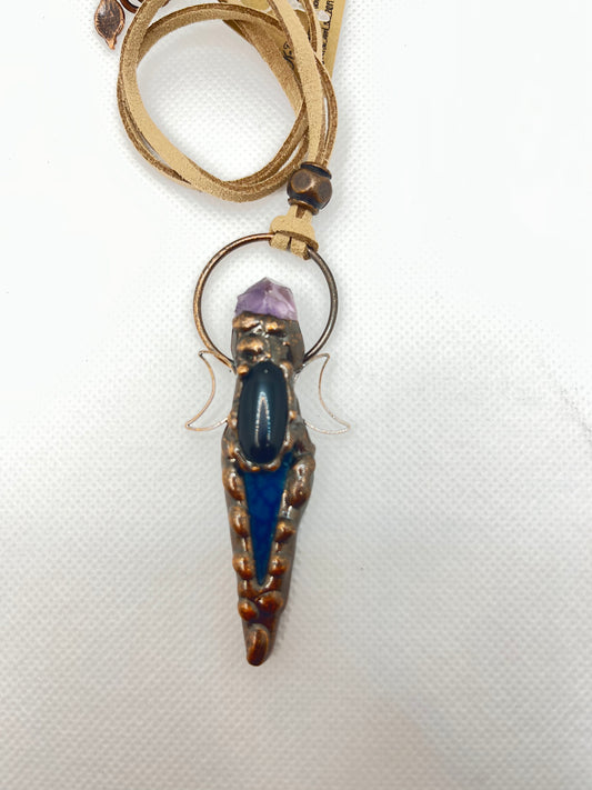 Amethyst Onyx Blue Dyed Agate Necklace